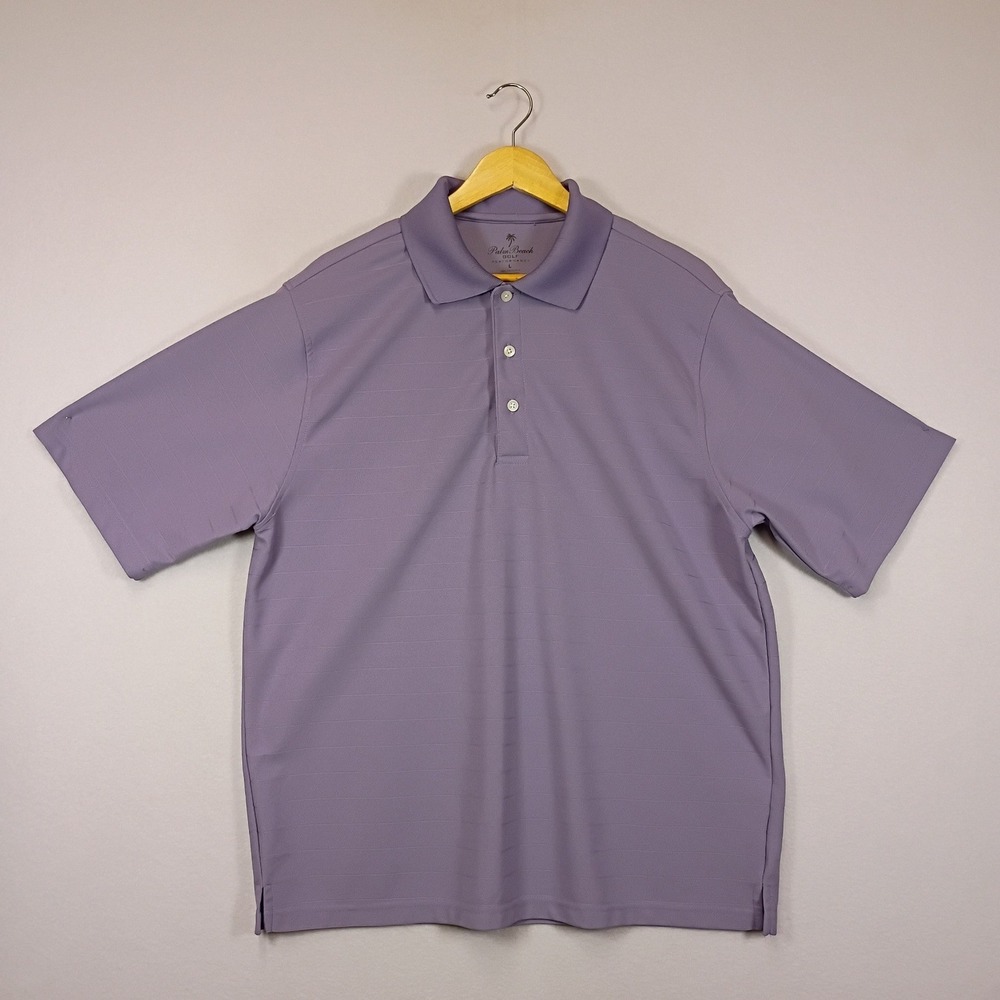 Athleisure Palm Beach Golf Mens Large Purple Textured Performance Polo Shirt